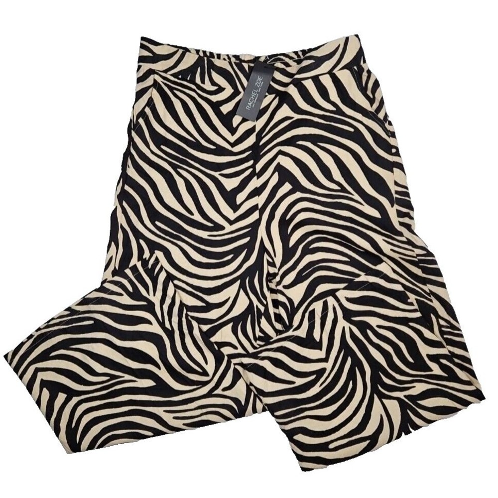 Rachel Zoe Women's Lightweight Animal Print Linen Blend Pants Size XL